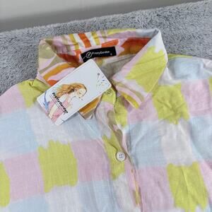 Pretty Garden Women's Tropical Short Sleeve Shirt Size Small